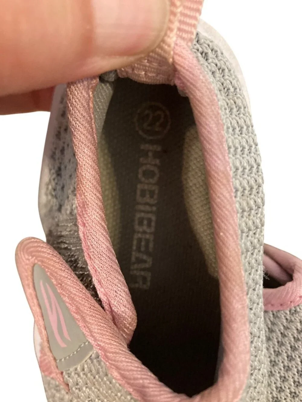 Hobibear Toddler Slip-On Sneakers Gray Pink Size 22 Lightweight Mesh Sole